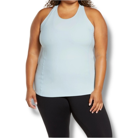 ZELLA Nova Perforated Racerback Tank - Blue Sterling Plus 2X - Picture 1 of 15